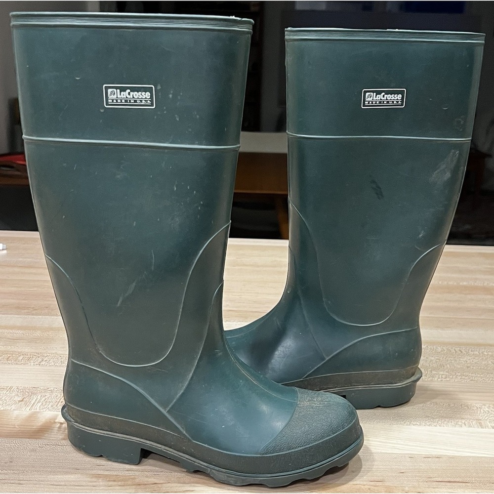 LACROSSE Classic Waterproof Rubber Boots Men's Green 14" Tall, Sizes M7 W8.5